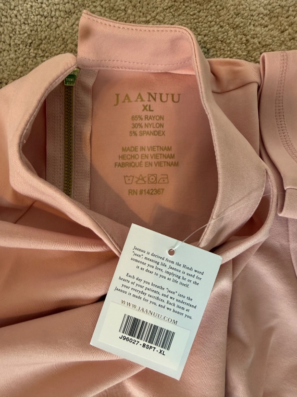 NWT Jaanuu Ponte Collection Blush Pink Choker Neck Scrub Set Flare Pants Women’s - Picture 6 of 16